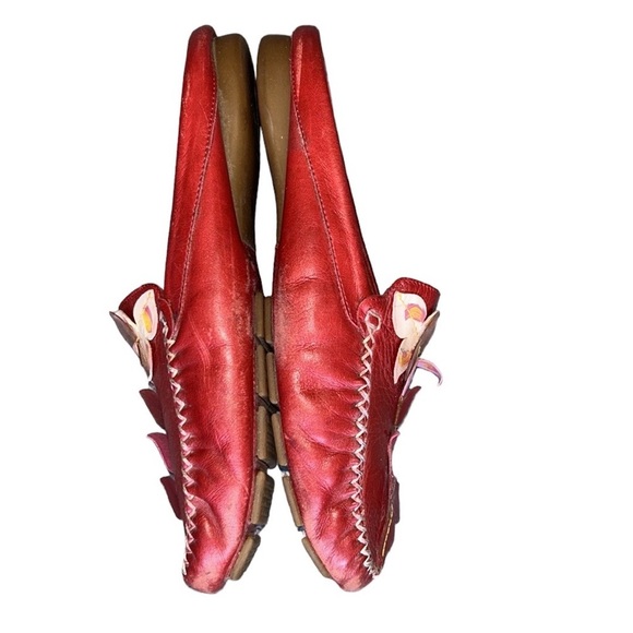 Hispanitas Anthropologie | 3D Floral Appliqué Mules/Shoes Slip-On Artsy Red 8 - Picture 14 of 17